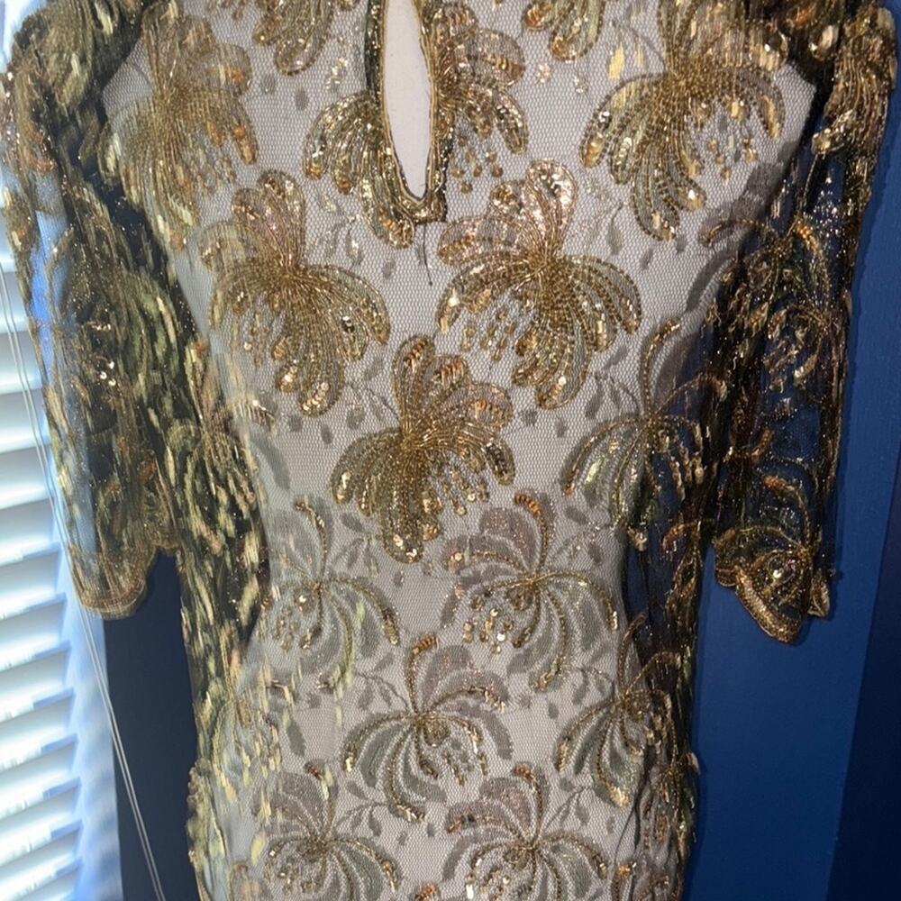 Vintage 1980s Scala Gold & Black Sequin Beaded Blouse – Petite Small – EUC - Picture 6 of 10